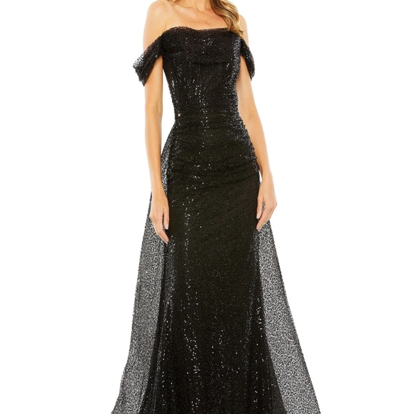 Mac Duggal Off-Shoulder Sequin A-Line Gown Dress - Picture 1 of 4